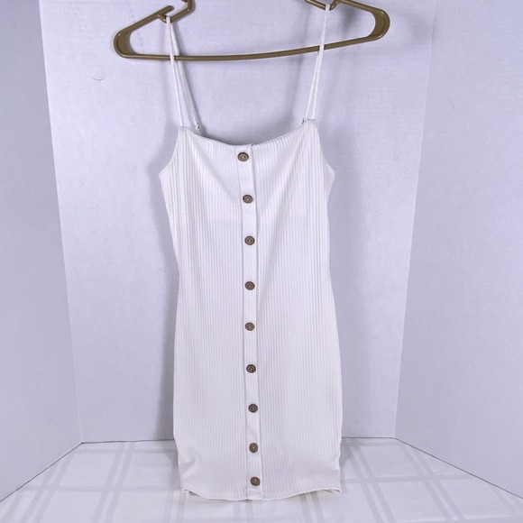 Forever 21 Dresses & Skirts - Forever 21 Women's White Solid Strappy Knit Bodycon Mini Dress Small